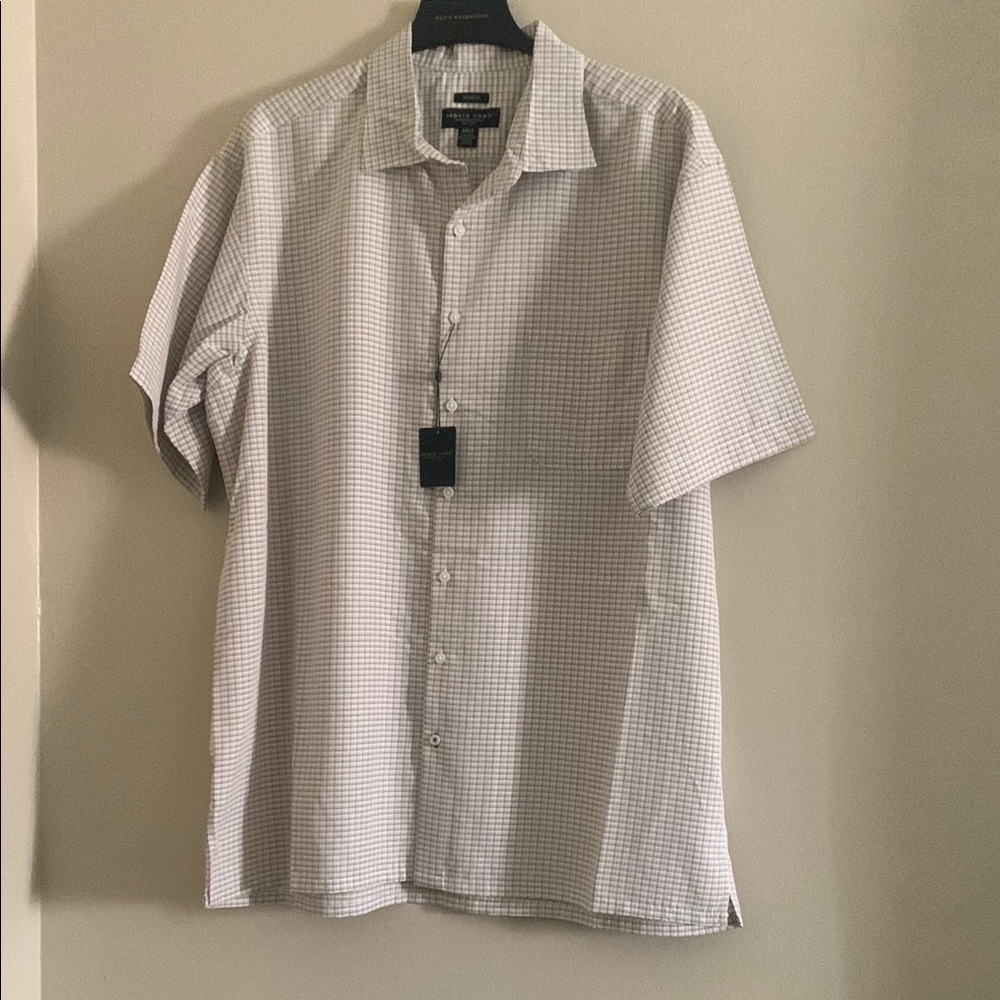 Pronto Uomo Men's White and Gray Checkered Shirt